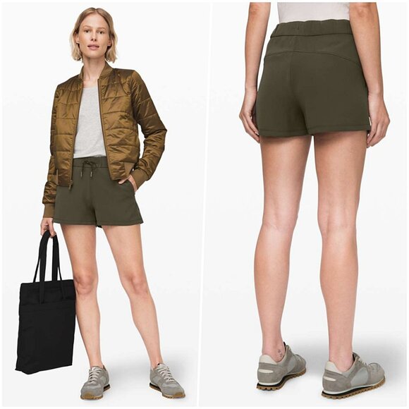 RARE Lululemon Casual Travel On the Fly Short Olive Green 4 NWOT - Picture 1 of 10